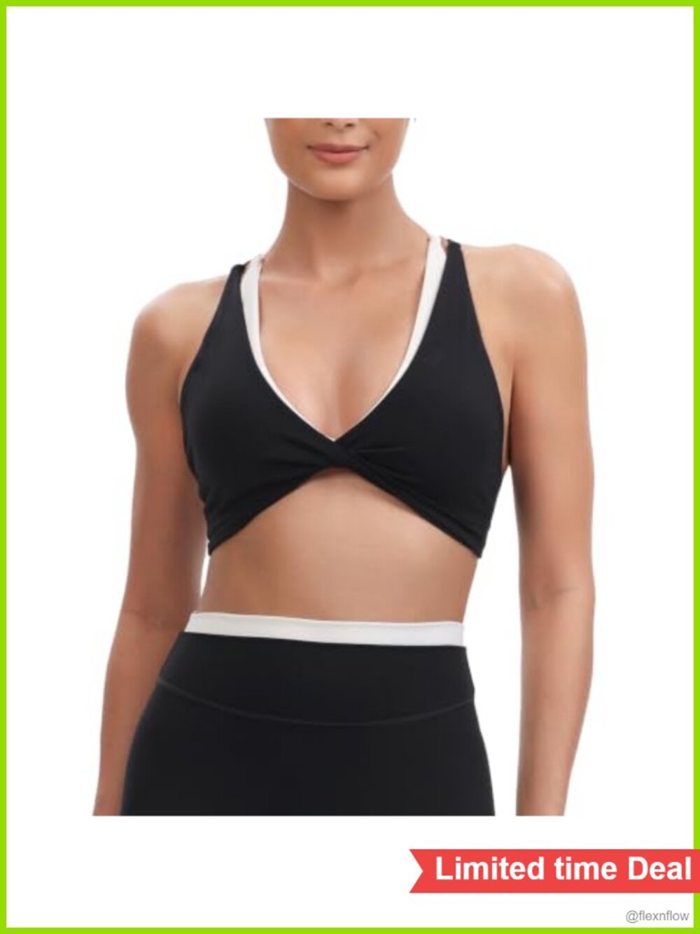 Two-Piece Twist Front Sports Bra Double Cross Back Wire Free